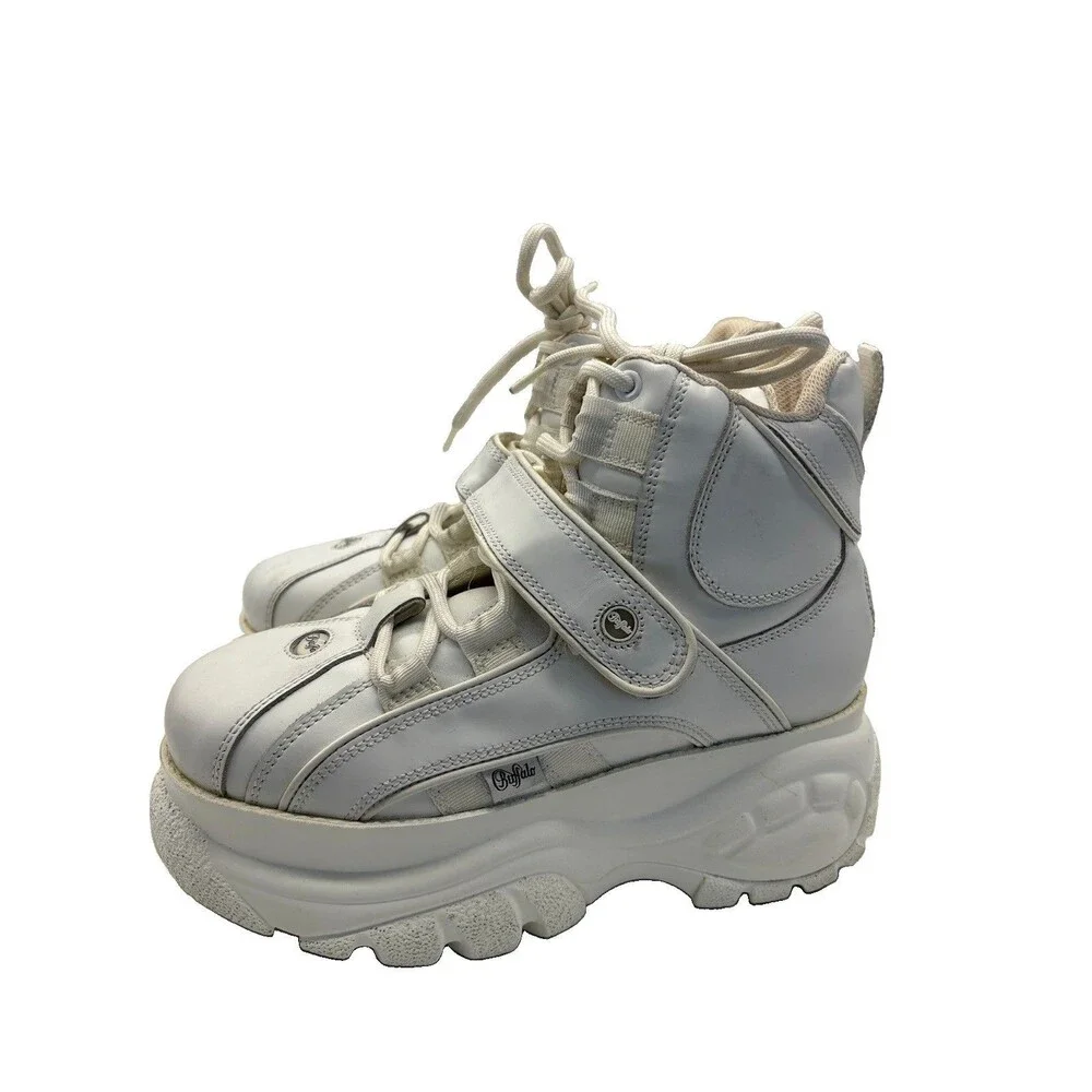 Buffalo London Platform Boots High Top Sneakers White Women’s Size 40 US 9-9.5